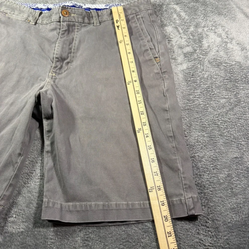 Tommy Bahama Mens‎ Grey Corduroy Chino Shorts Size 35 Flat Front Stretch Casual